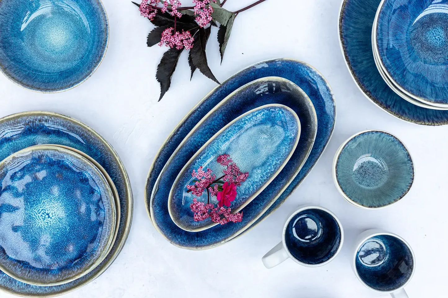 Nordic Frost Schüsselset | 9-tlg. | Blau | Steinzeug