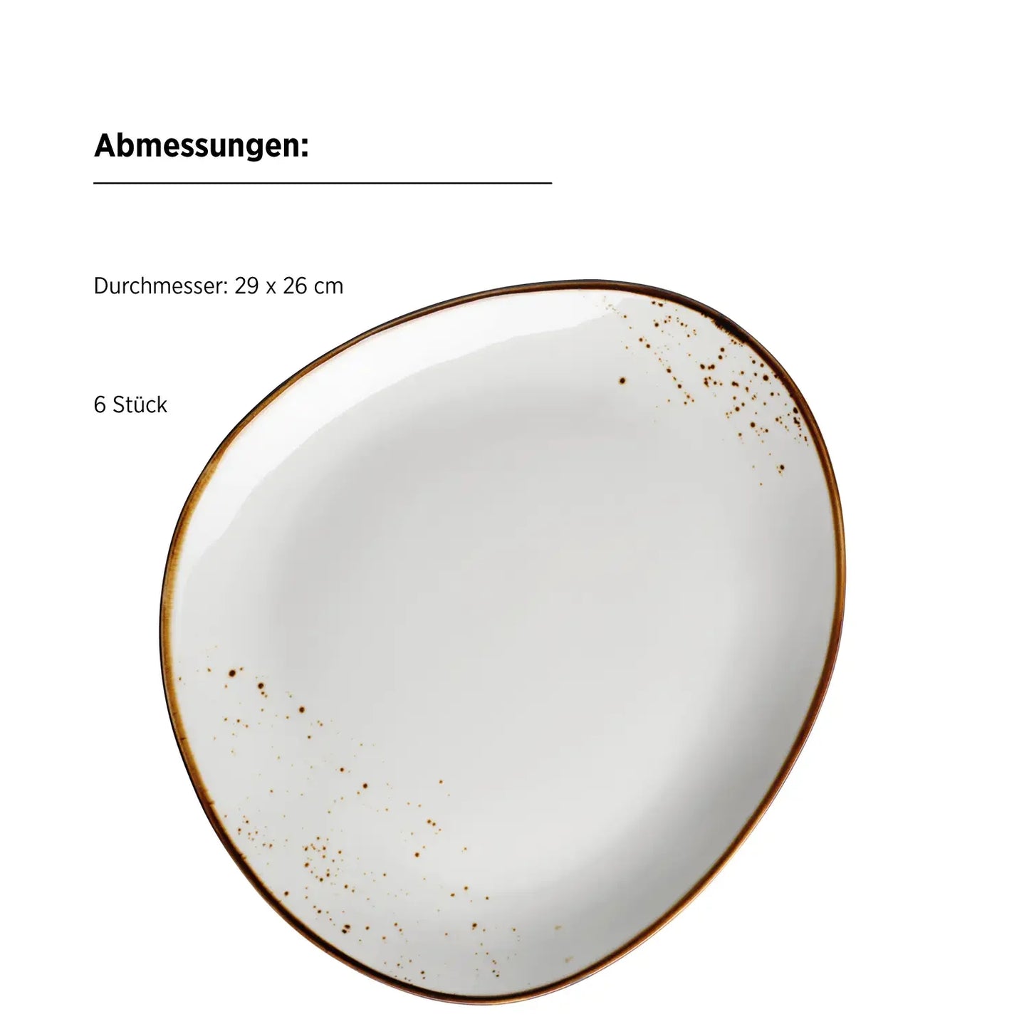 Riviera Teller oval | 6-tlg. | Weiss / Braun | Porzellan