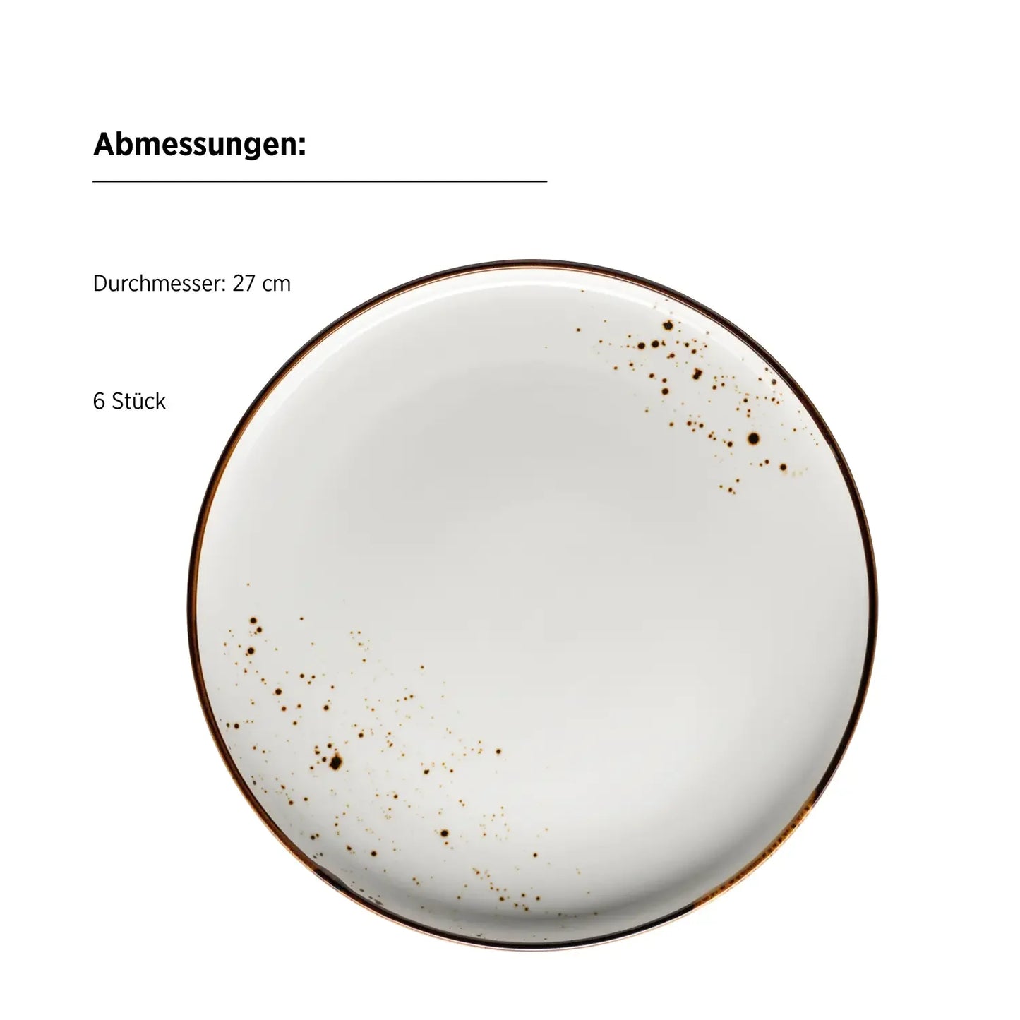 Riviera Teller flach | 6-tlg. | Weiss / Braun | Porzellan