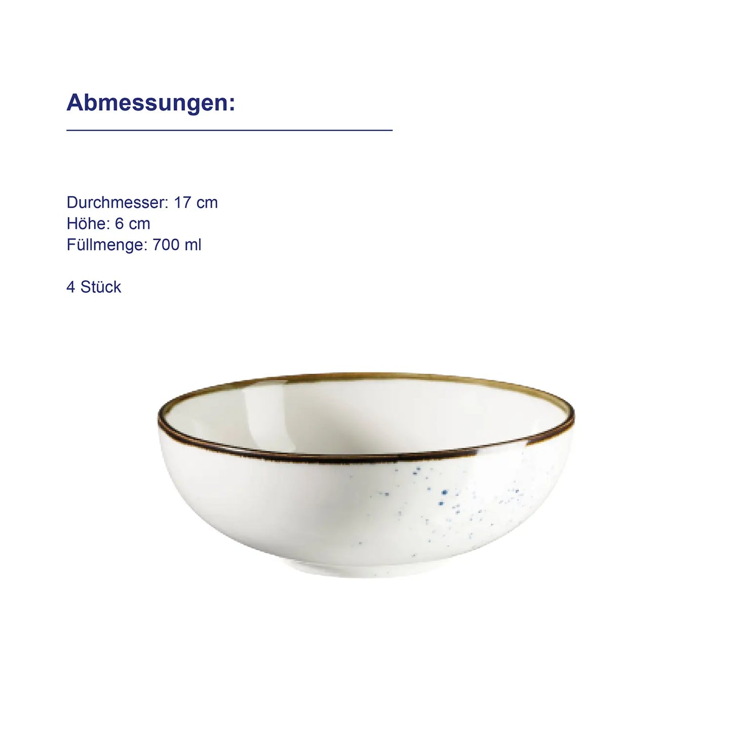 Riviera Schüssel blaue Punkte | 6-tlg. | Weiß / Blau | Porzellan