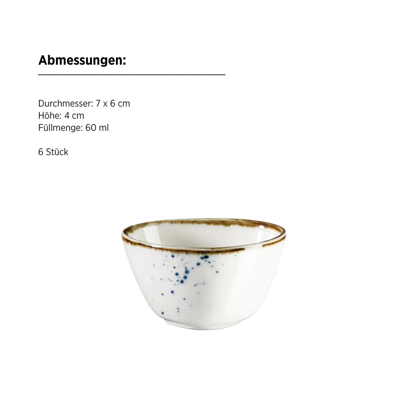 Riviera Dipschale oval blaue Punkte | 6-tlg. | Weiß / Blau | Porzellan