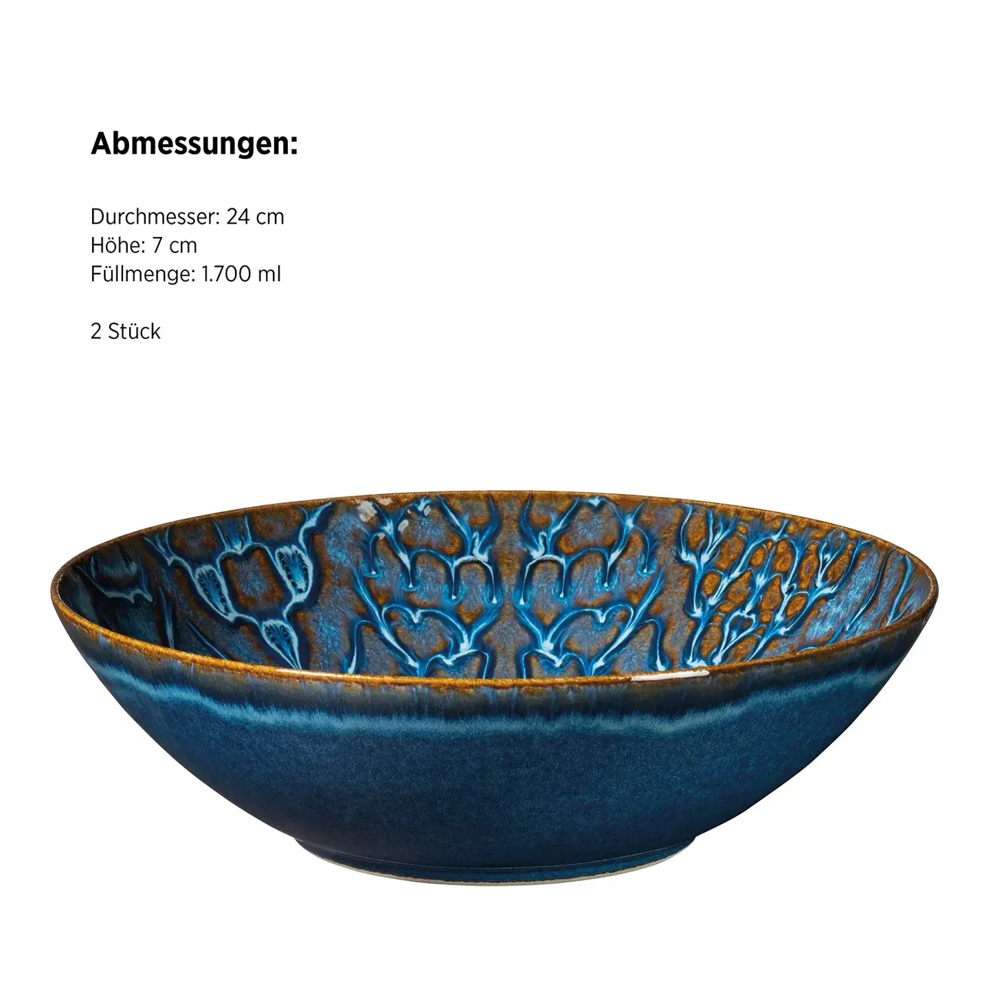Azulejo Blu Schüssel. | 2-tlg. | Blau | Steinzeug | Made in Portugal