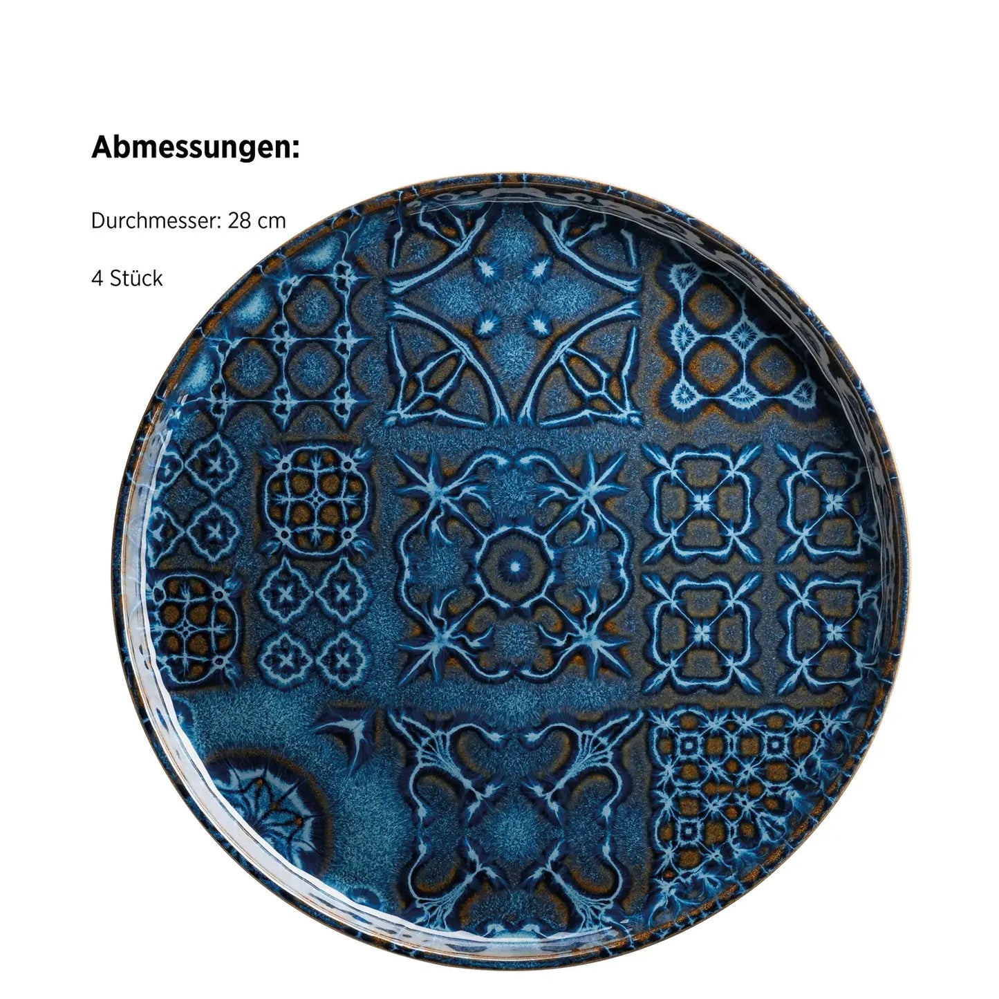 Azulejo Blu Teller flach UNO | 4-tlg. | Blau | Steinzeug | Made in Portugal