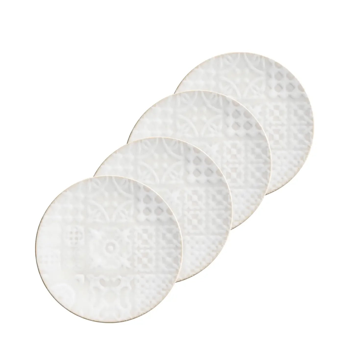 Azulejo Blanc Dessertteller. | 4-tlg. | Weiß | Steinzeug | Made in Portugal