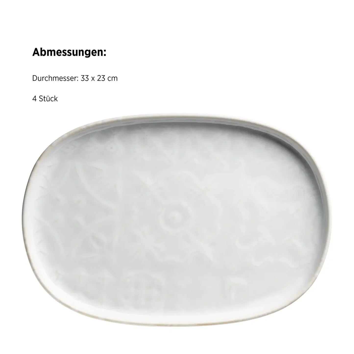 Azulejo Blanc Platte oval UNO. | 4-tlg. | Weiß | Steinzeug | Made in Portugal