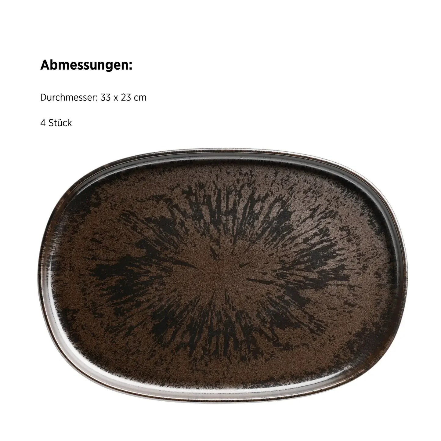 Bronzo Platte oval UNO. | 4-tlg. | Schwarz | Steinzeug | Made in Portugal