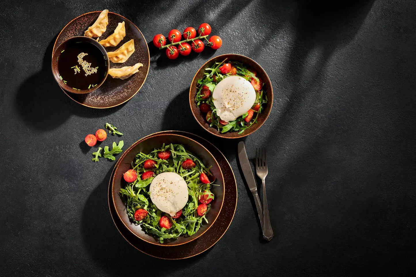Forte flat plate | 4-piece | Black / Brown | Porcelain | Made in Portugal