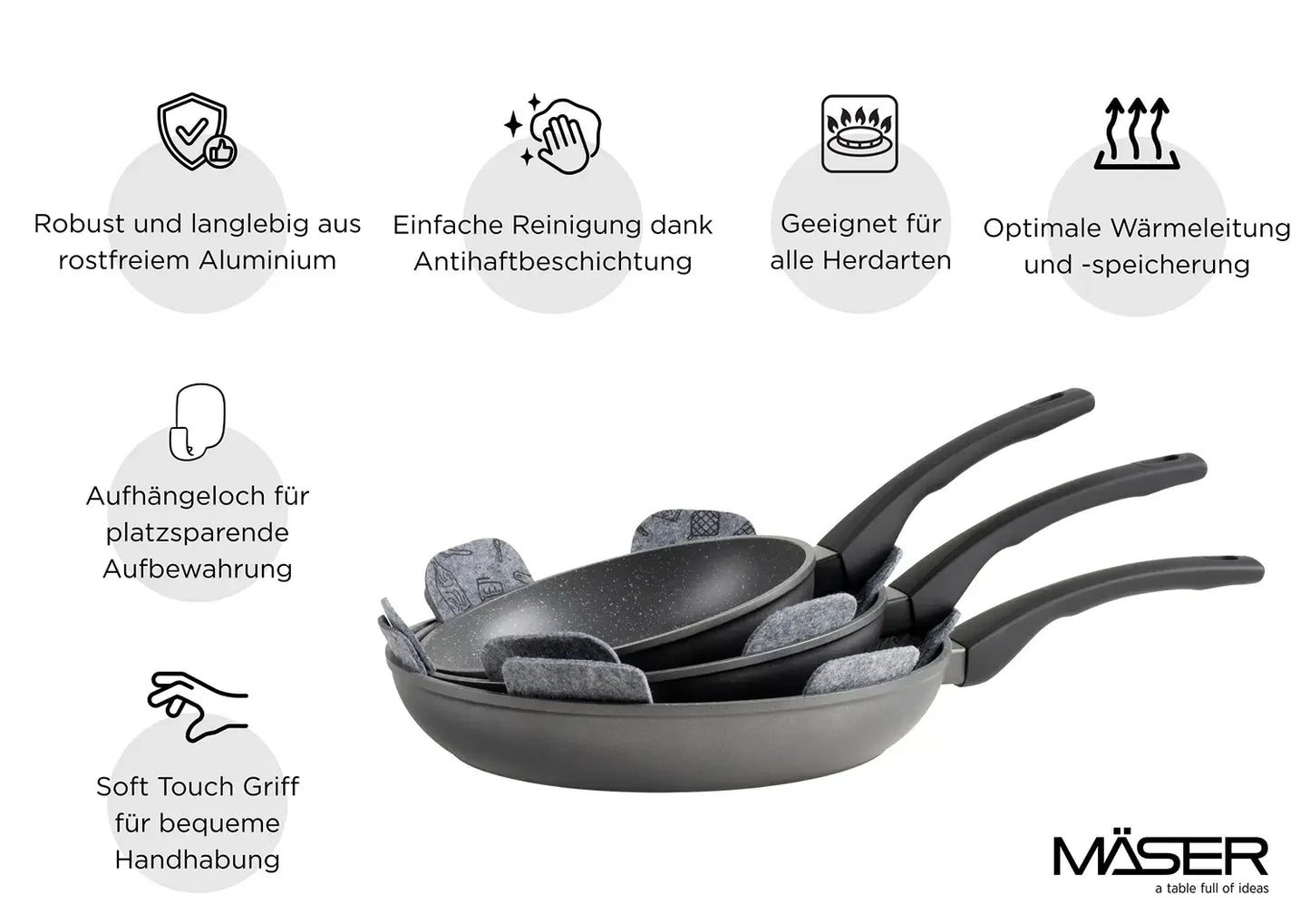 Leone Pan Set | 7-pc. | Black | Aluminum