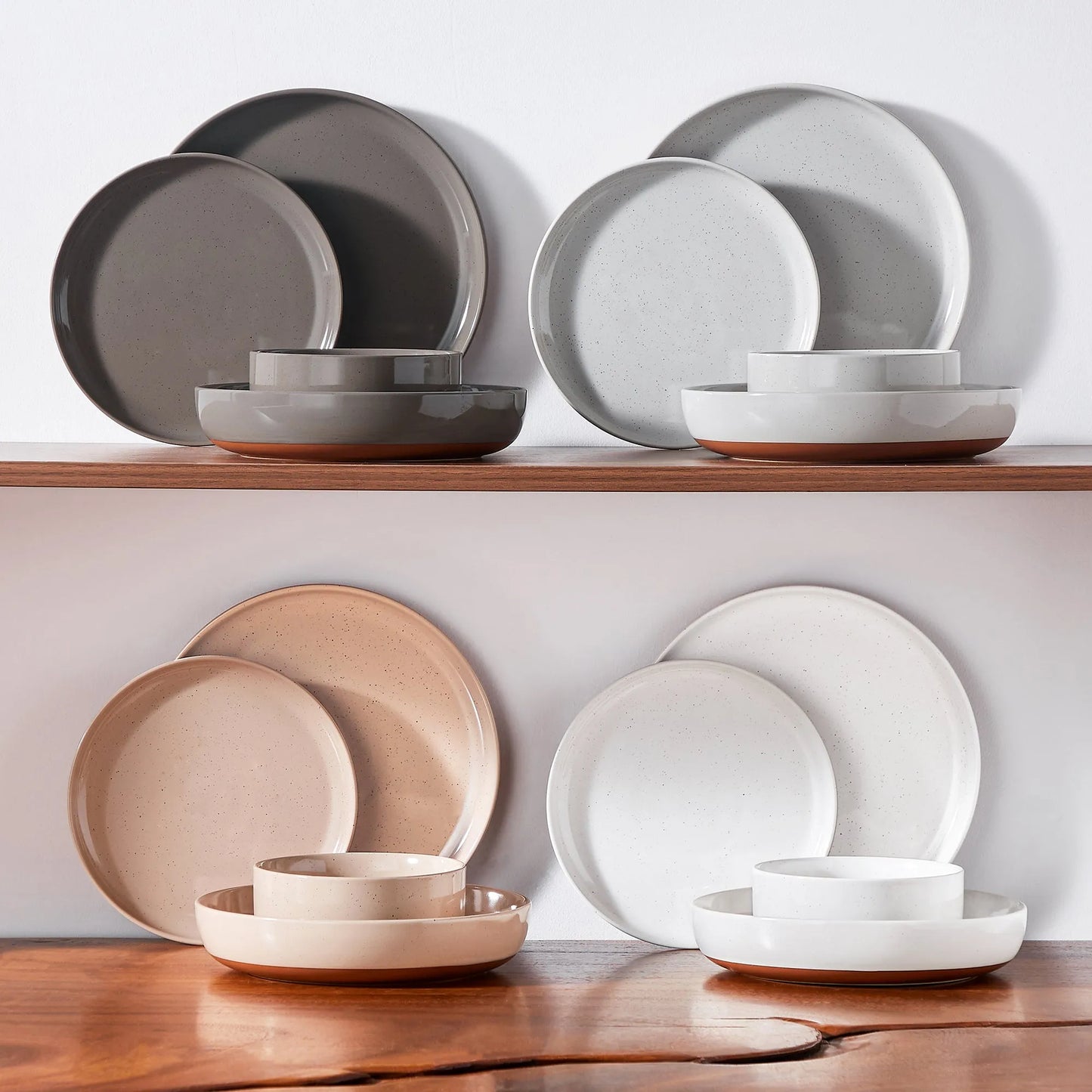 "Ivory - Pure" Kollektion | 16/32/48-tlg. Geschirr Set | Bunt | Steingut - Töpferkunst | Steingut Geschirrsets