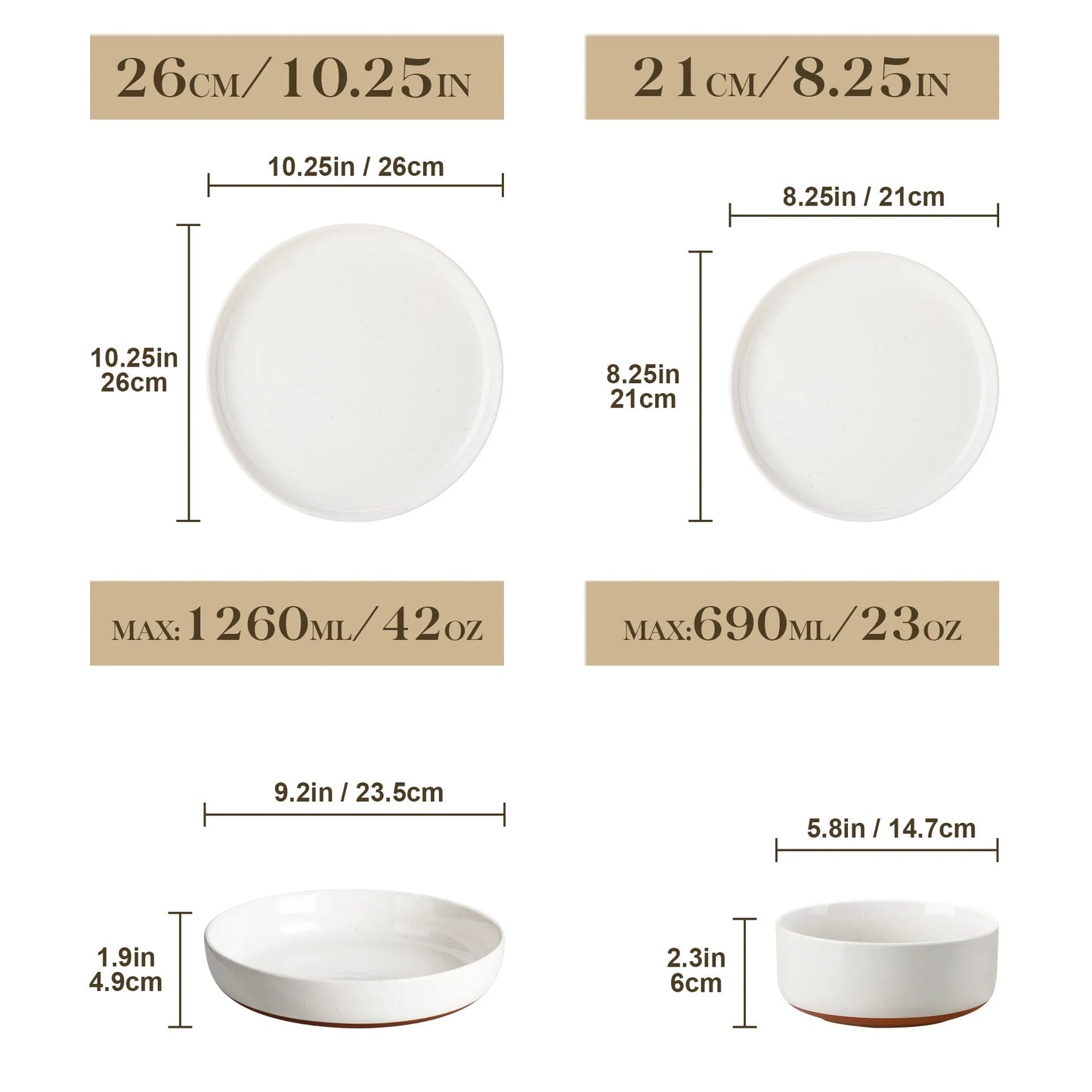 "Ivory - Pure" Kollektion | 16/24/32/48-tlg. Geschirr Set | Weiß, braun | Steingut - Töpferkunst | Steingut Geschirrsets
