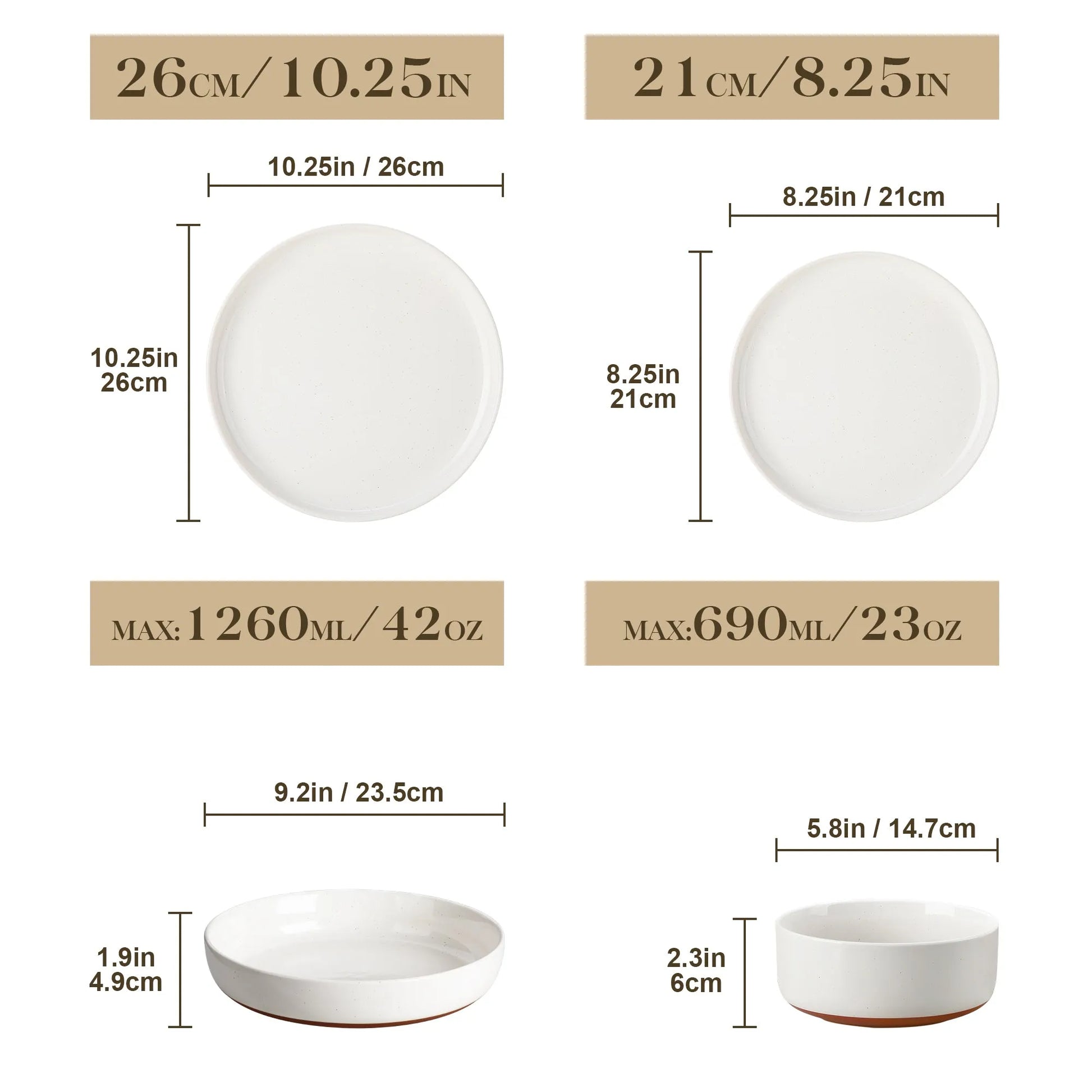 "Ivory - Pure" Kollektion | 16/24/32/48-tlg. Geschirr Set | Weiß, braun | Steingut - Töpferkunst | Steingut Geschirrsets