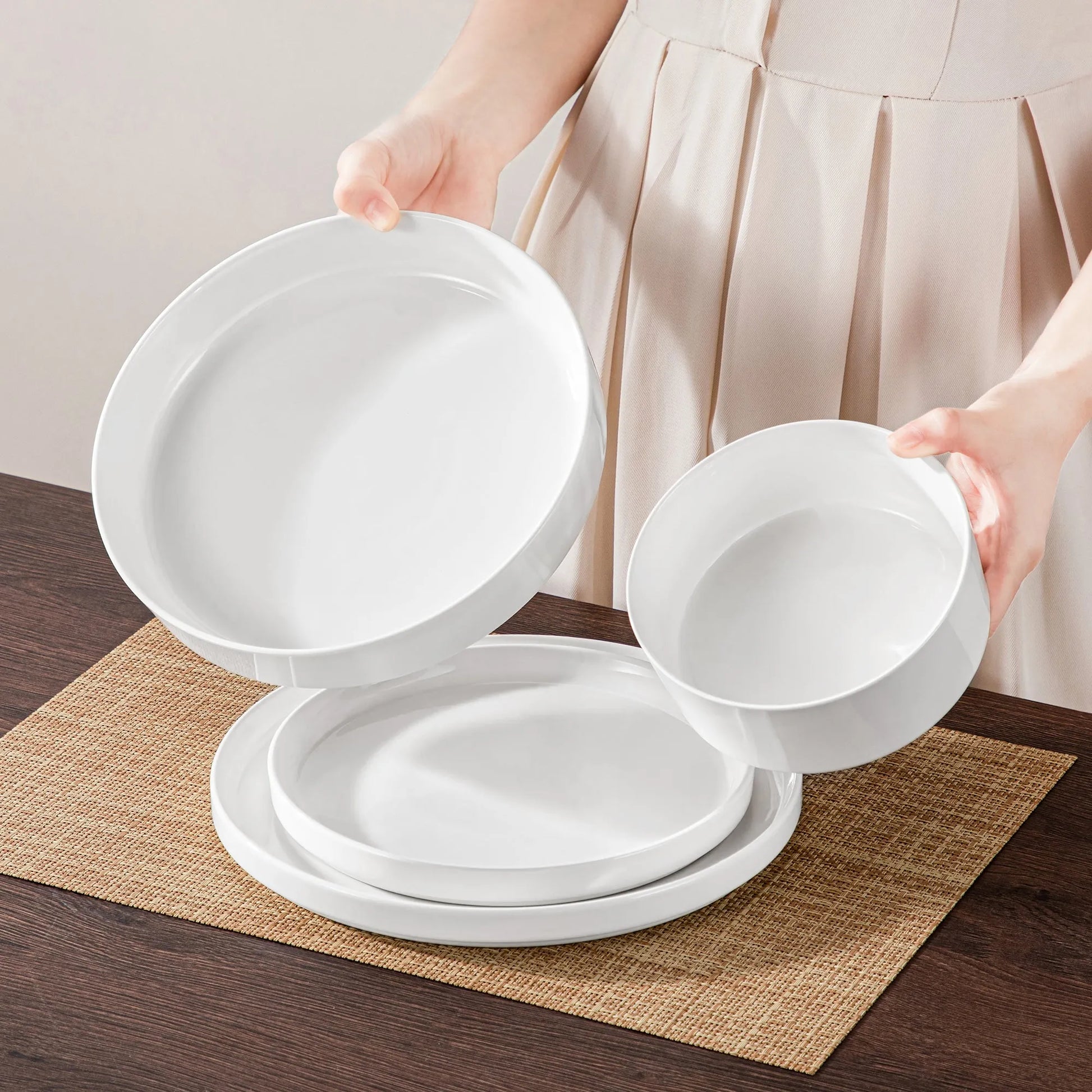 "Ivory" Kollektion | 24/48-tlg. Geschirr Set | Weiß | Steingut - Töpferkunst | Steingut Geschirrsets