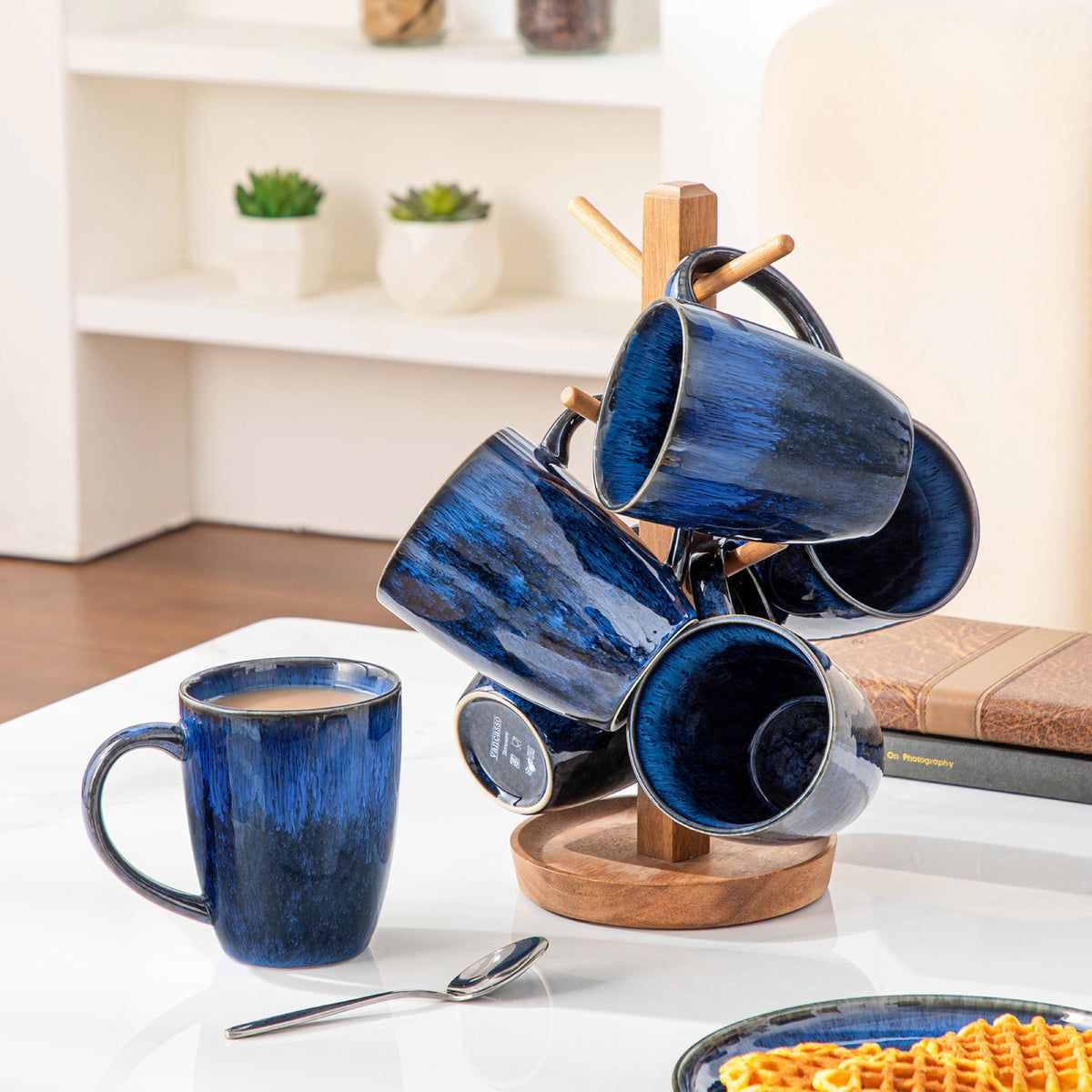 Color Tassen-Set 6-teilig, 360/480 ml, Blau – Steingut – 480 ml