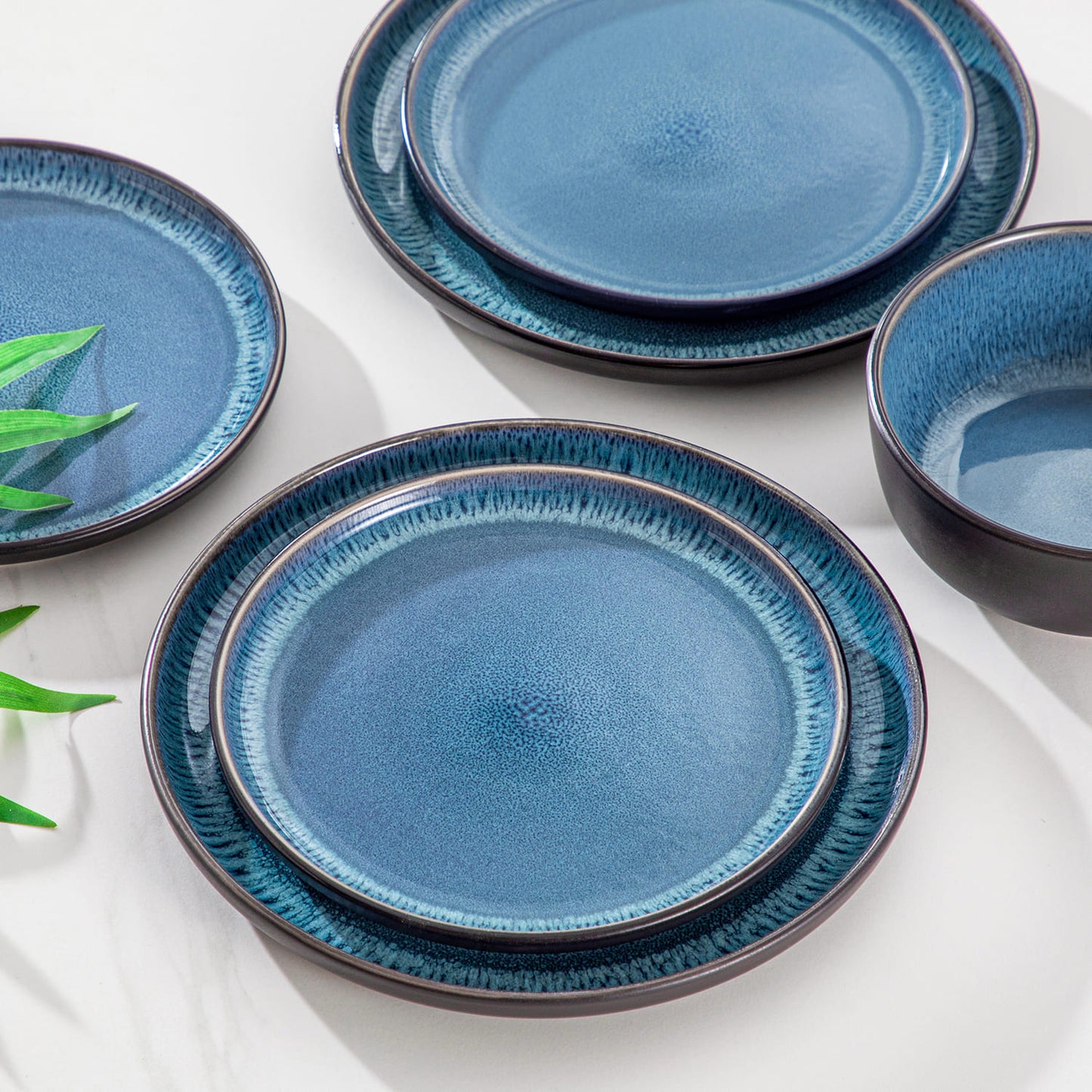 "Chic" Kollektion | 18/36-tlg. Geschirr Set | Blau | Steingut