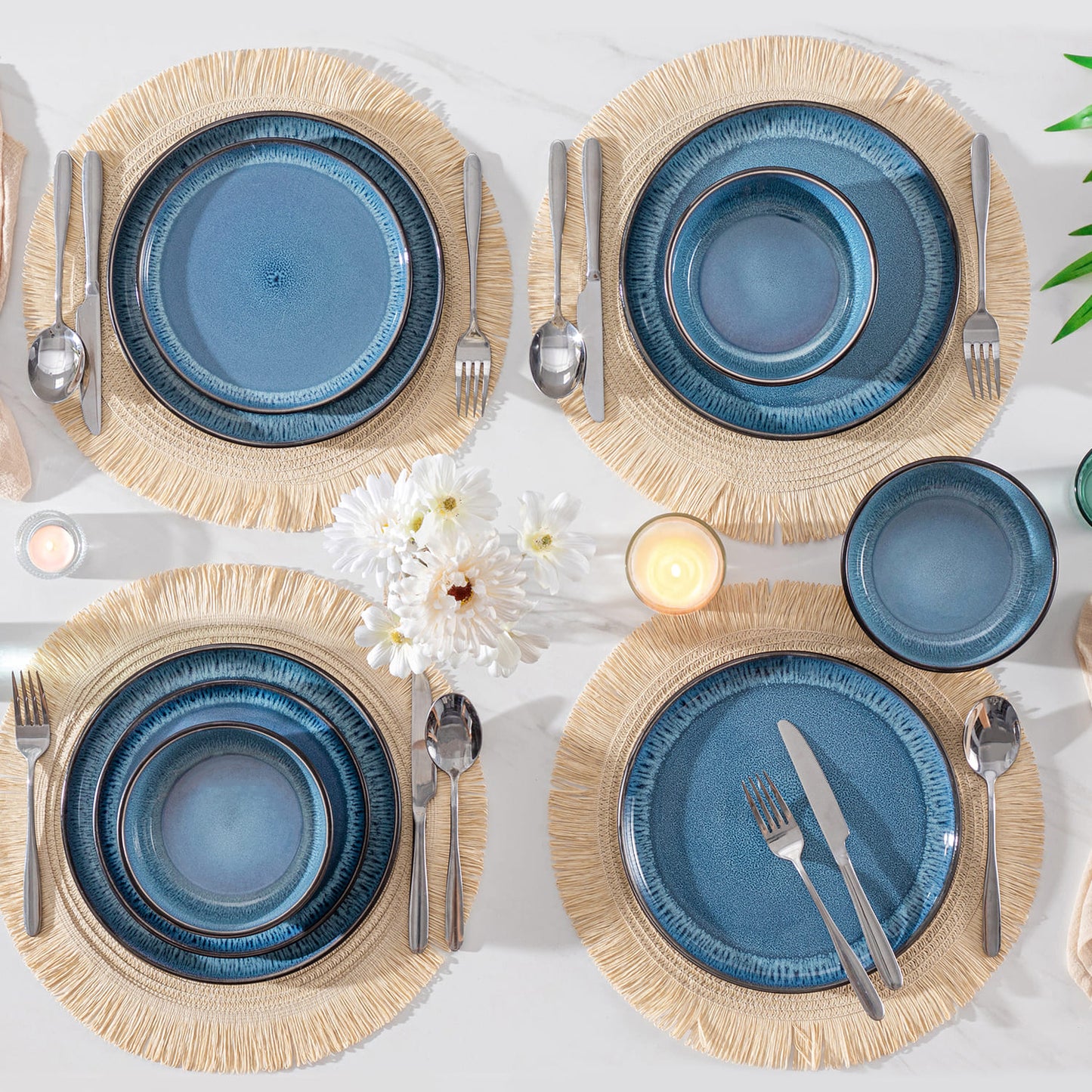 "Chic" Kollektion | 18/36-tlg. Geschirr Set | Blau | Steingut