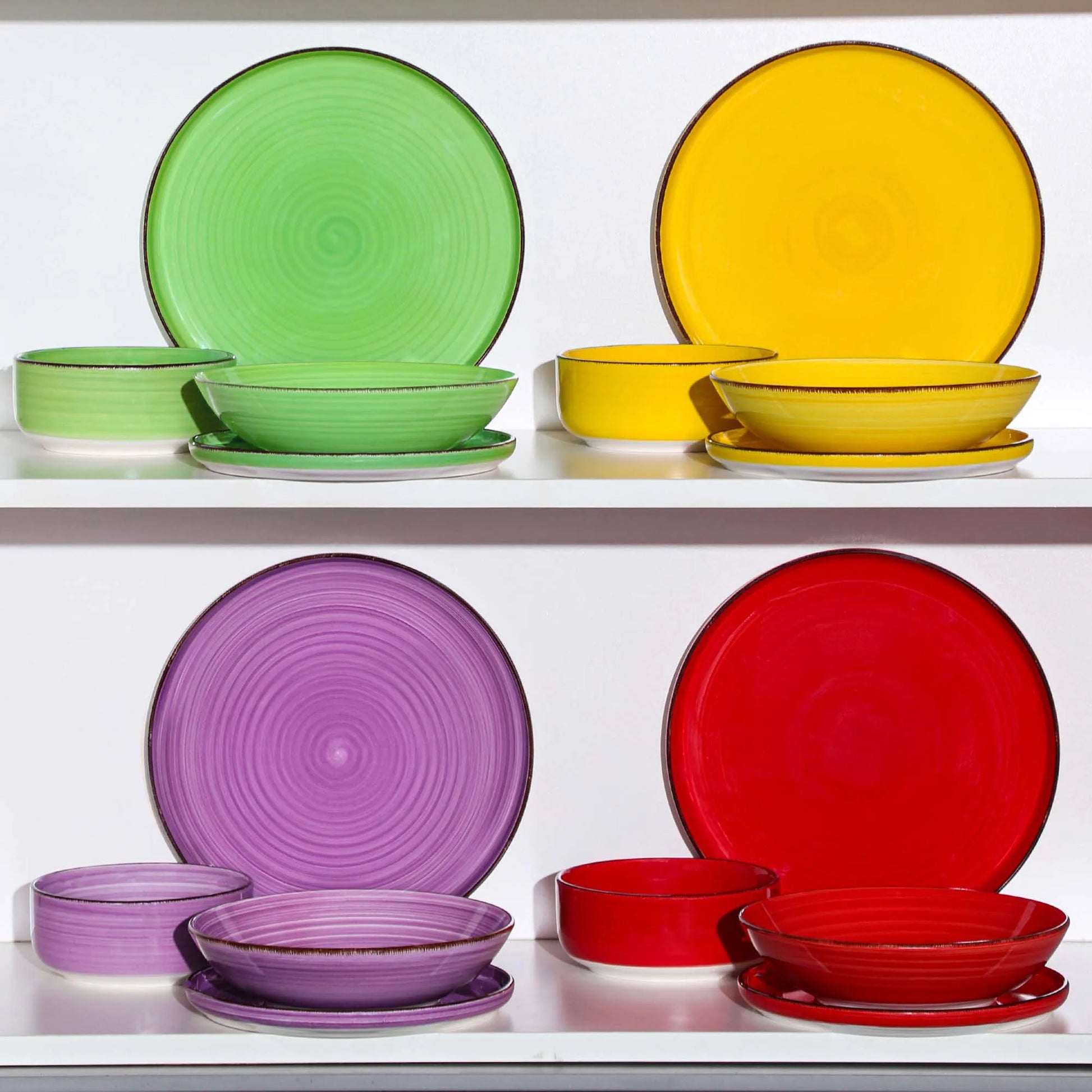 "Circle" Kollektion | 16/32/48-tlg. Geschirr Set | Bunt | Steingut - Töpferkunst | Steingut Geschirrsets
