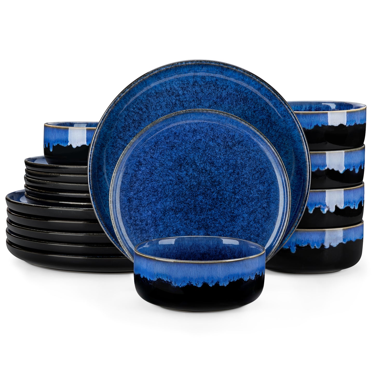 "Color - Pure" Kollektion | abgerundet | 18/36-tlg. Geschirr Set | Blau | Steingut - Töpferkunst | Steingut Geschirrsets