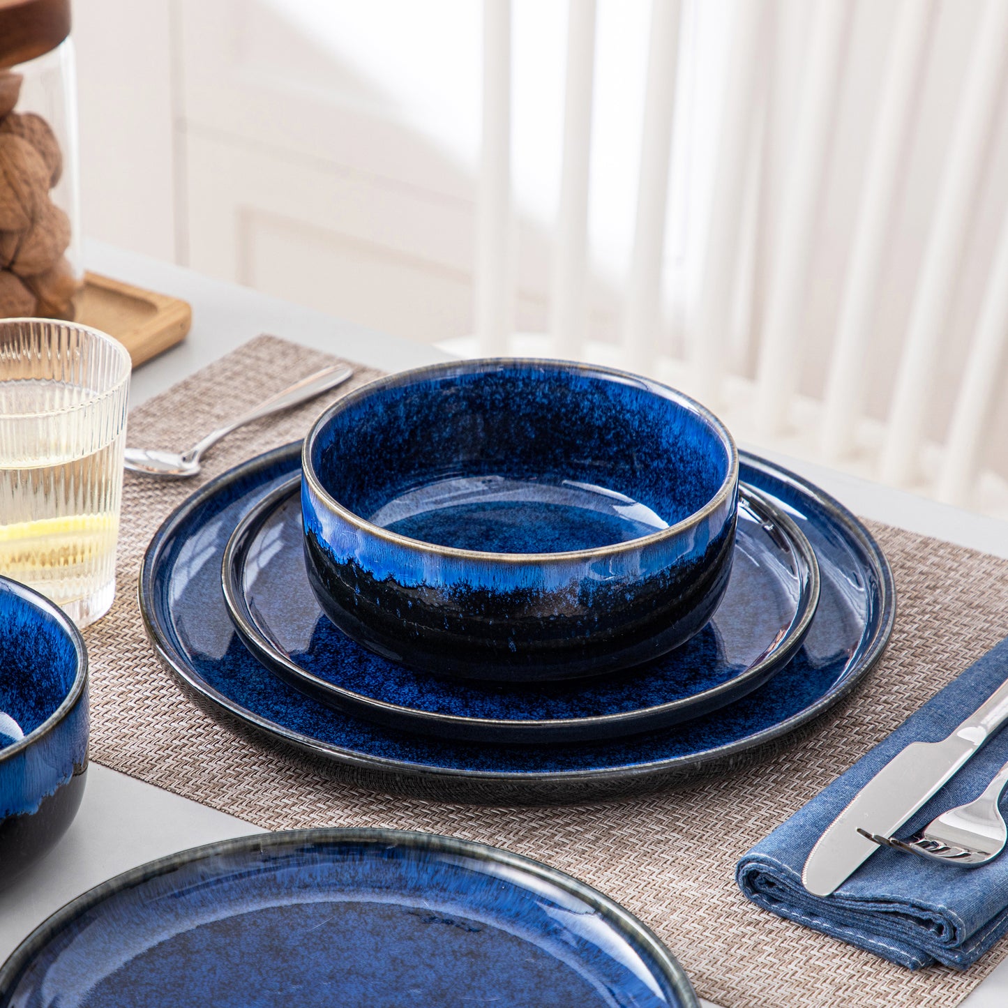 "Color - Pure" Kollektion | abgerundet | 18/36-tlg. Geschirr Set | Blau | Steingut - Töpferkunst | Steingut Geschirrsets