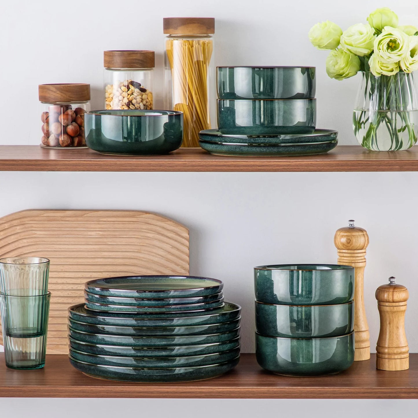 "Color - Pure" Kollektion | abgerundet | 18/36-tlg. Geschirr Set | Grün | Steingut - Töpferkunst | Steingut Geschirrsets