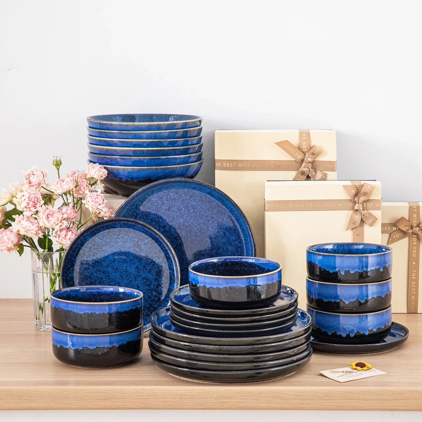 "Color - Pure" Kollektion | abgerundet | 24/48-tlg. Geschirr Set | Blau | Steingut - Töpferkunst | Steingut Geschirrsets