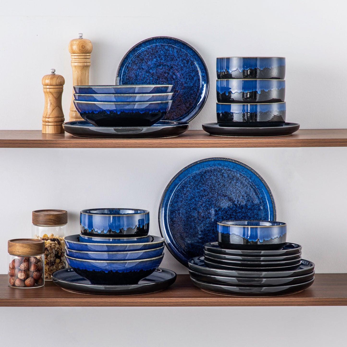 "Color - Pure" Kollektion | abgerundet | 24/48-tlg. Geschirr Set | Blau | Steingut - Töpferkunst | Steingut Geschirrsets