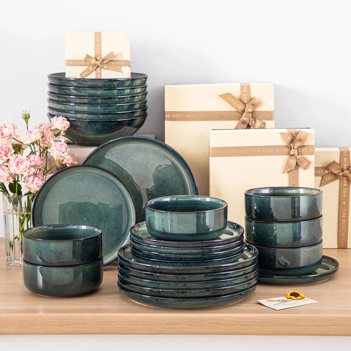 "Color - Pure" Kollektion | abgerundet | 24/48-tlg. Geschirr Set | Grün | Steingut - Töpferkunst | Steingut Geschirrsets