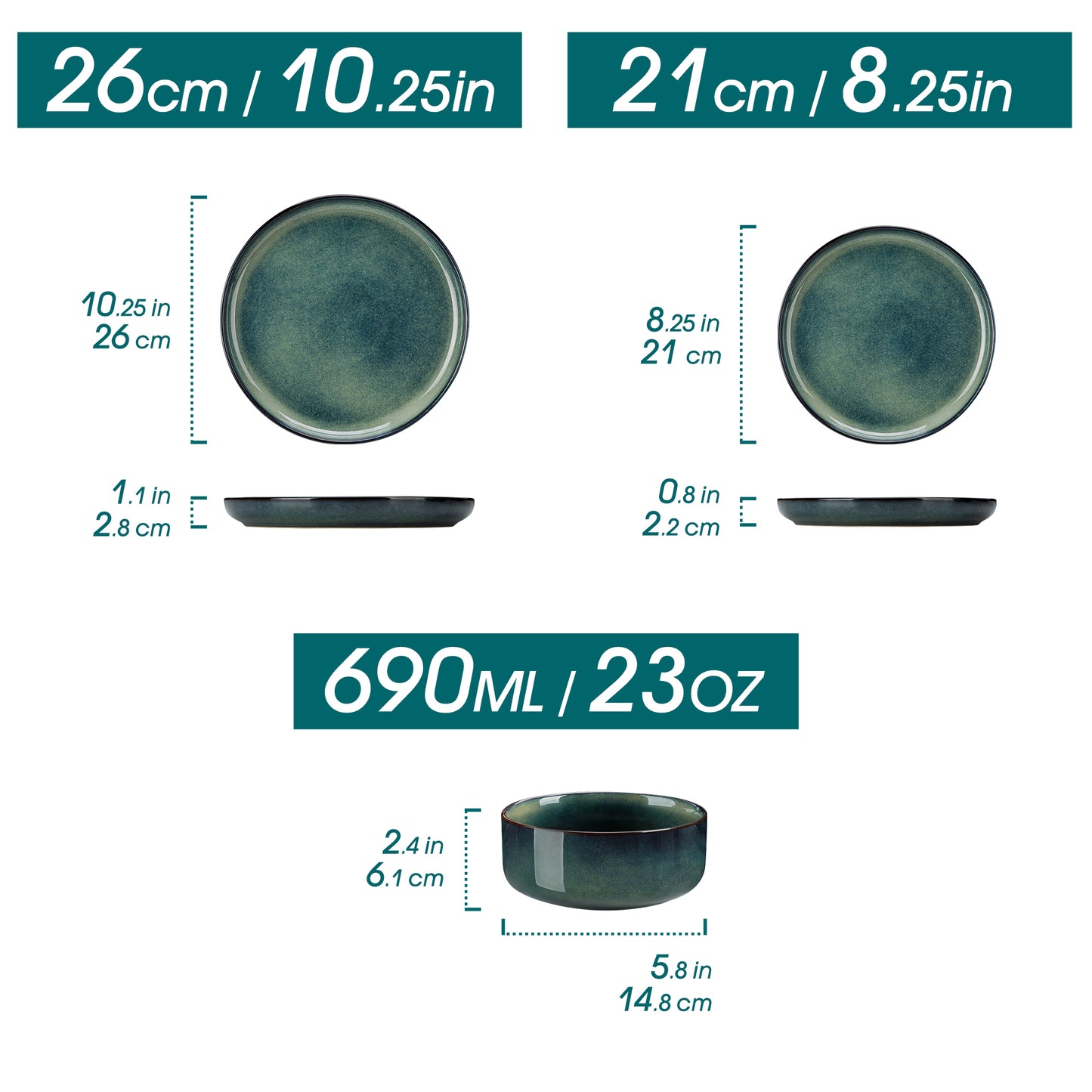 "Color - Pure" Kollektion | abgerundet | 12/24/36-tlg. Geschirr Set | Grün | Steingut - Töpferkunst | Steingut Geschirrsets