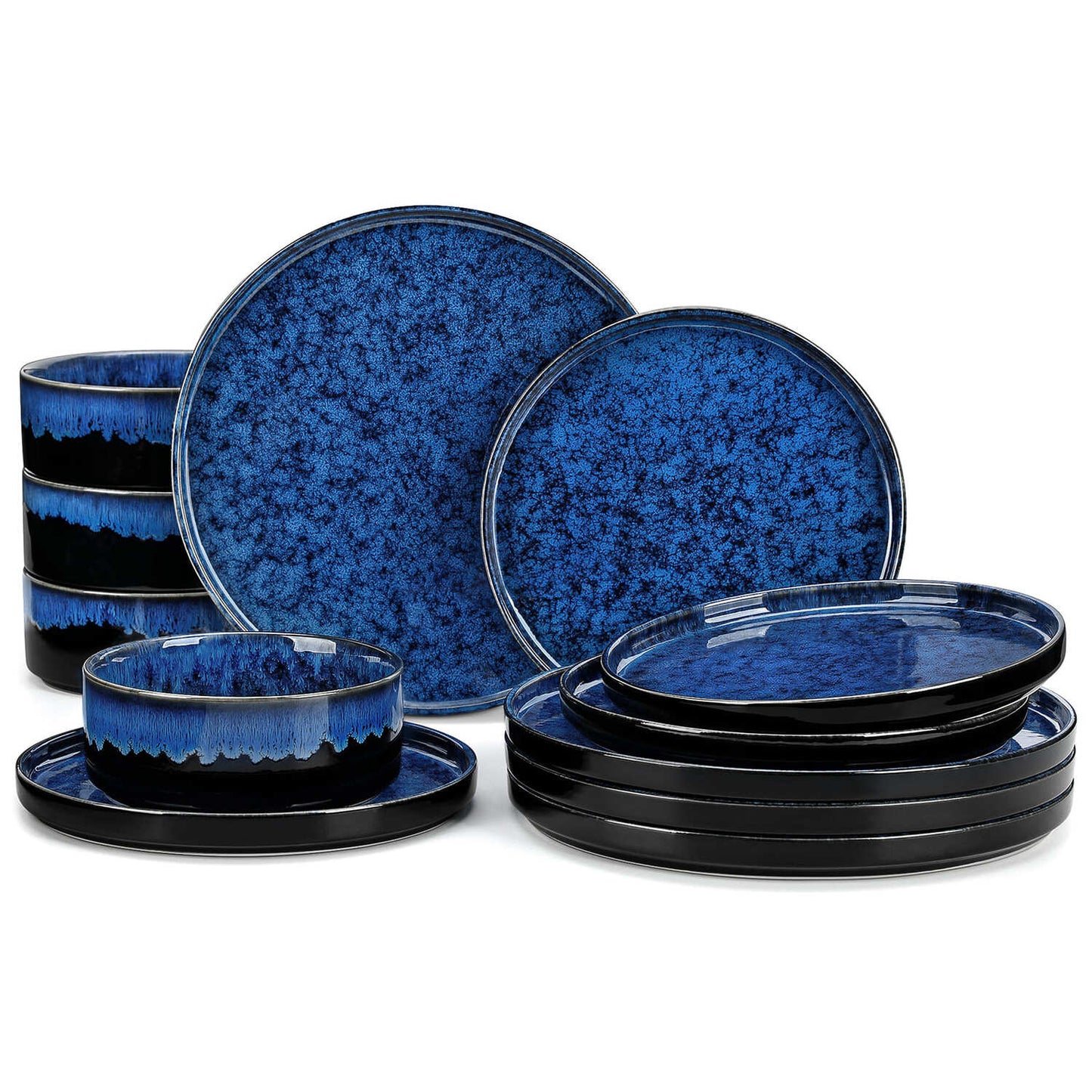 "Color - Pure" Kollektion | geradlinig | 12/24/36-tlg. Geschirr Set | Blau | Steingut - Töpferkunst | Steingut Geschirrsets