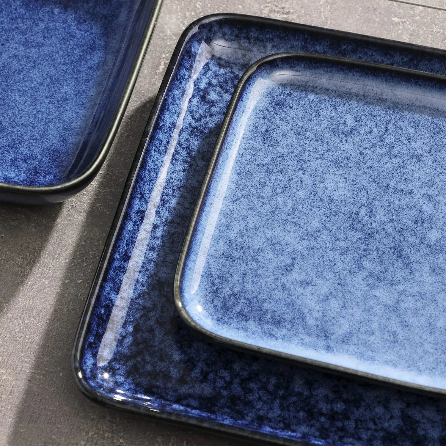 "Color square" Kollektion | 16/32/48-tlg. Geschirr Set | Blau | Steingut - Töpferkunst | Steingut Geschirrsets