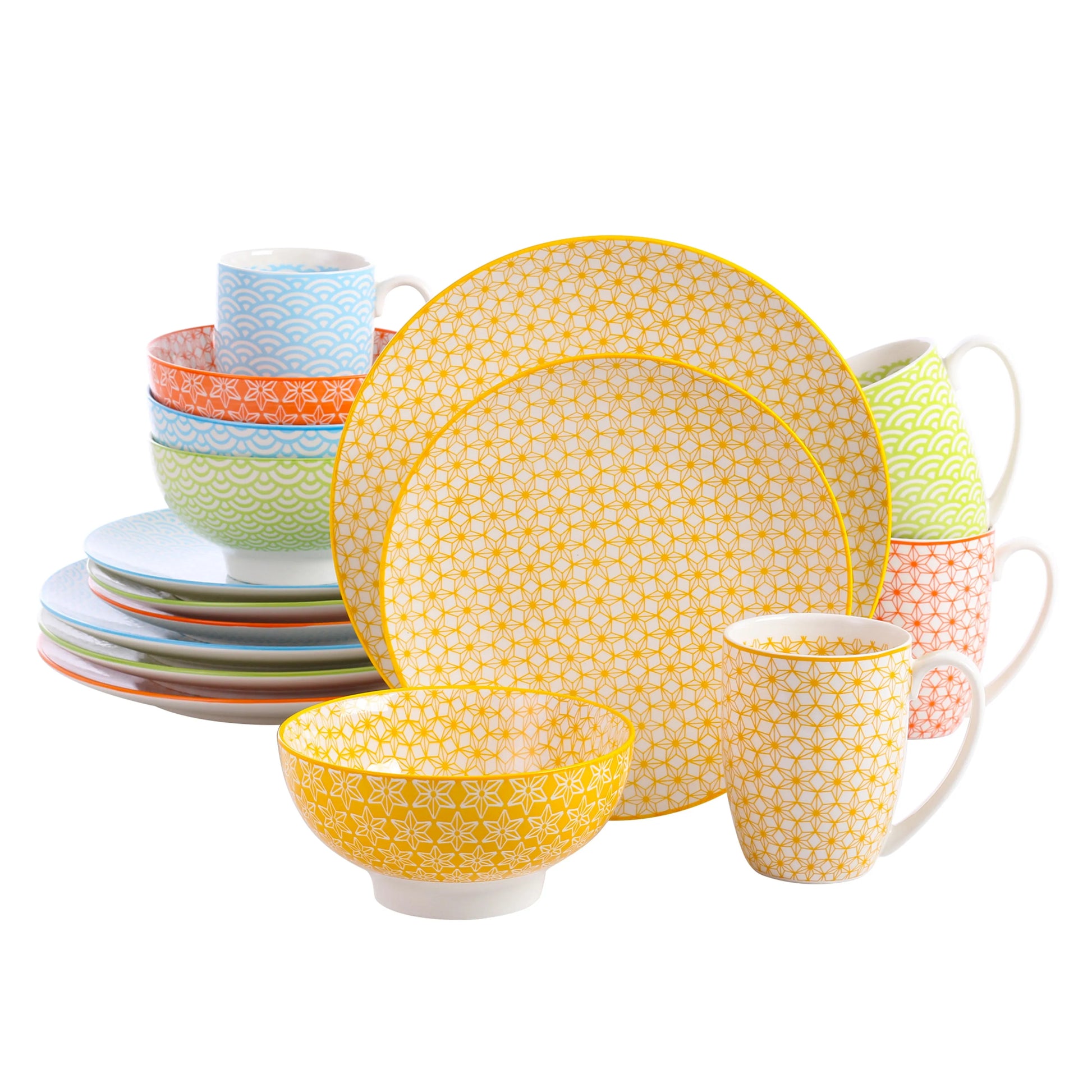 "Japan" Kollektion | Geschirr Set | 16, 32, 48-tlg. | Bunt | Porzellan - Töpferkunst | Steingut Geschirrsets