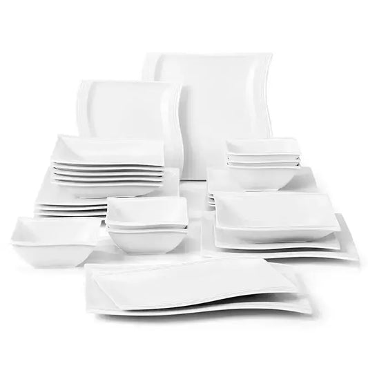 "Nordic" Kollektion | Geschirr Set 26-tlg. | weiß | Porzellan - Töpferkunst | Steingut Geschirrsets