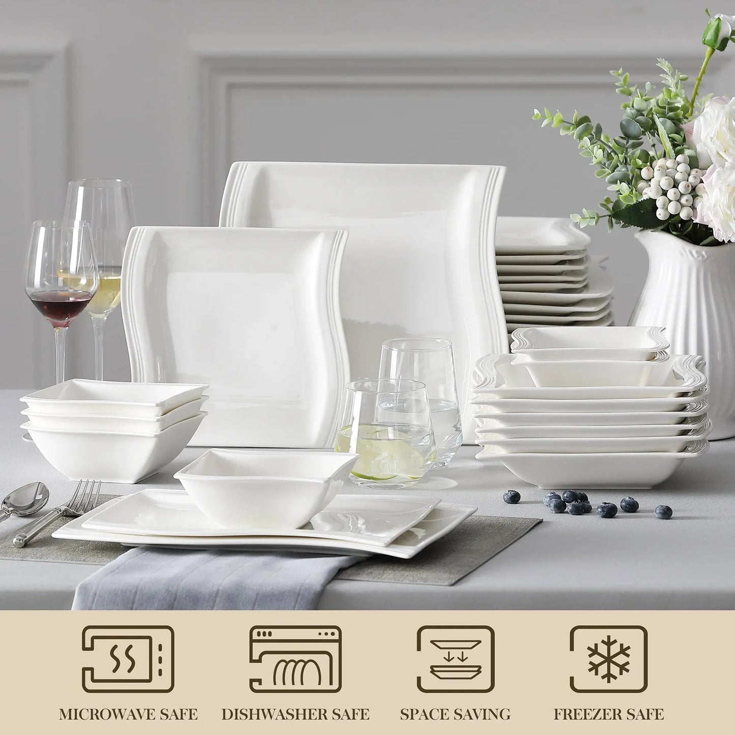 "Nordic" Kollektion | Geschirr Set 26-tlg. | weiß | Porzellan - Töpferkunst | Steingut Geschirrsets
