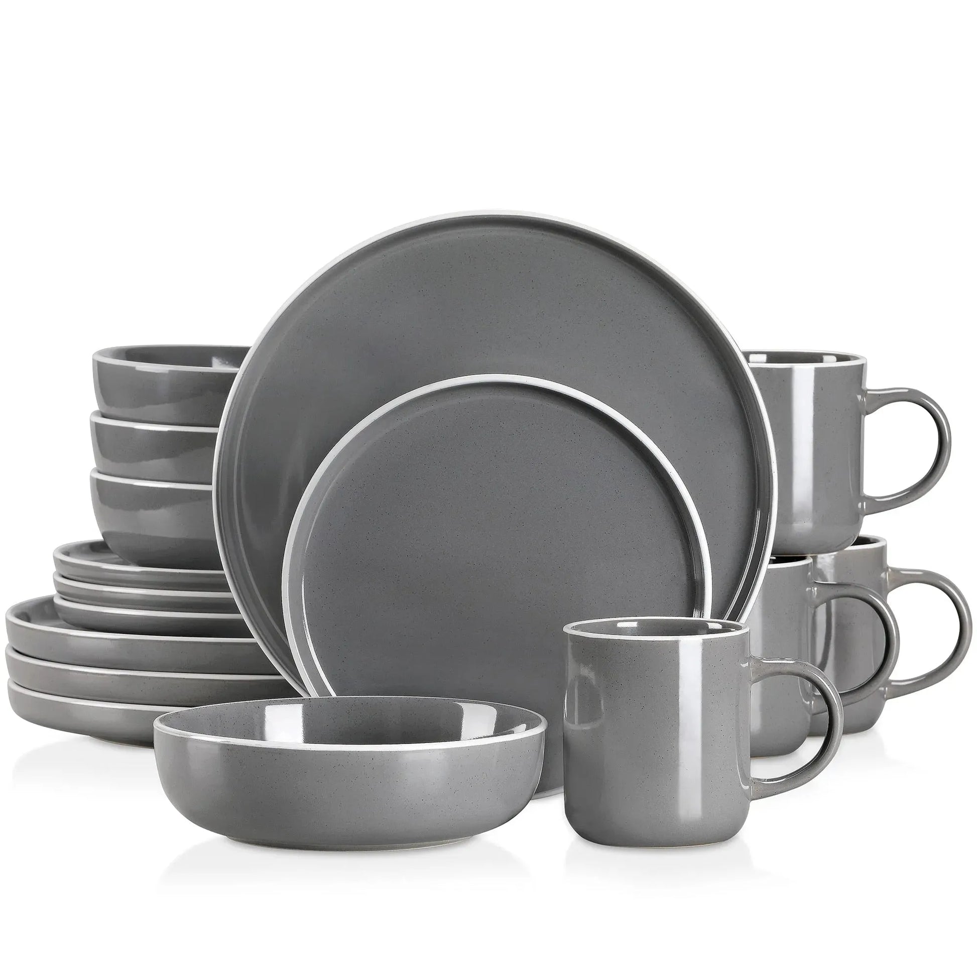 "Glaze" Kollektion | Geschirr Set 16/32/48-tlg. | grau | Steingut - Töpferkunst | Steingut Geschirrsets