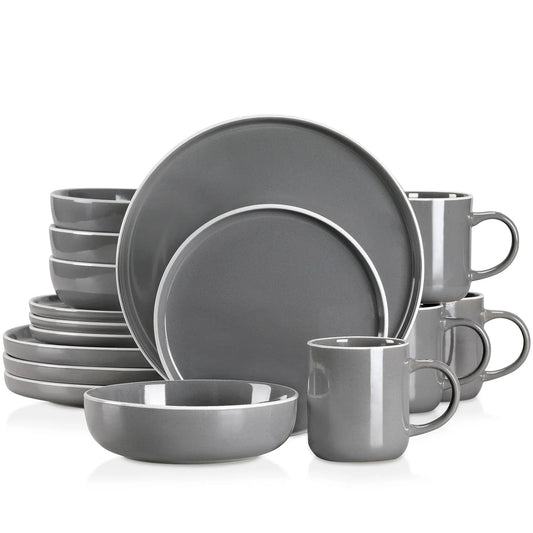 "Glaze" Kollektion | Geschirr Set 16/32/48-tlg. | grau | Steingut - Töpferkunst | Steingut Geschirrsets
