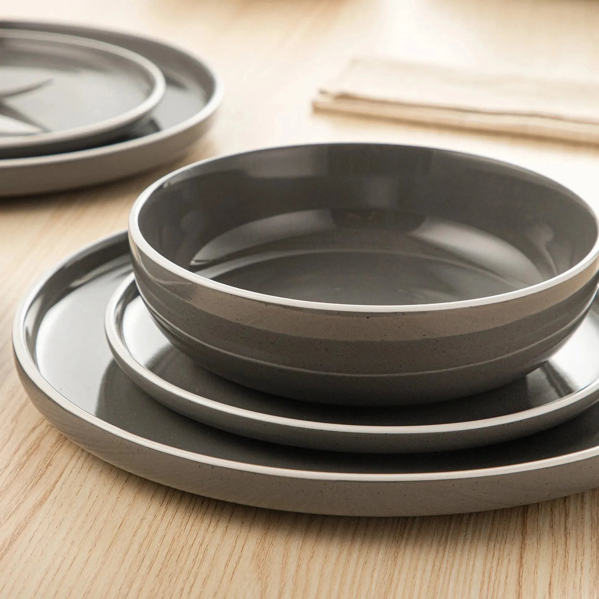 "Glaze" Kollektion | Geschirr Set 16/32/48-tlg. | grau | Steingut - Töpferkunst | Steingut Geschirrsets