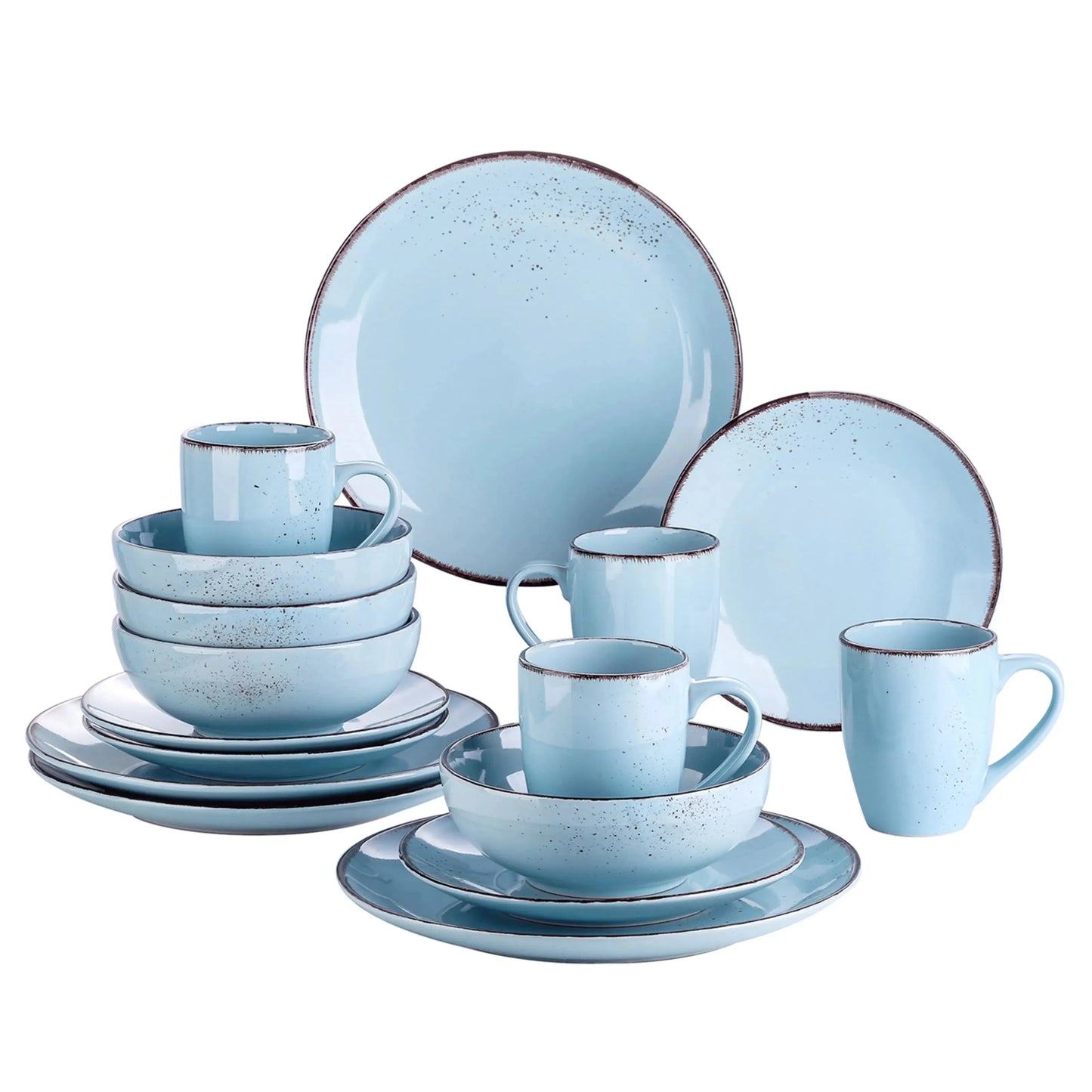 "Retro" Kollektion | Geschirr Set 16/32/48-tlg. | Meerblau | Steingut - Töpferkunst | Steingut Geschirrsets