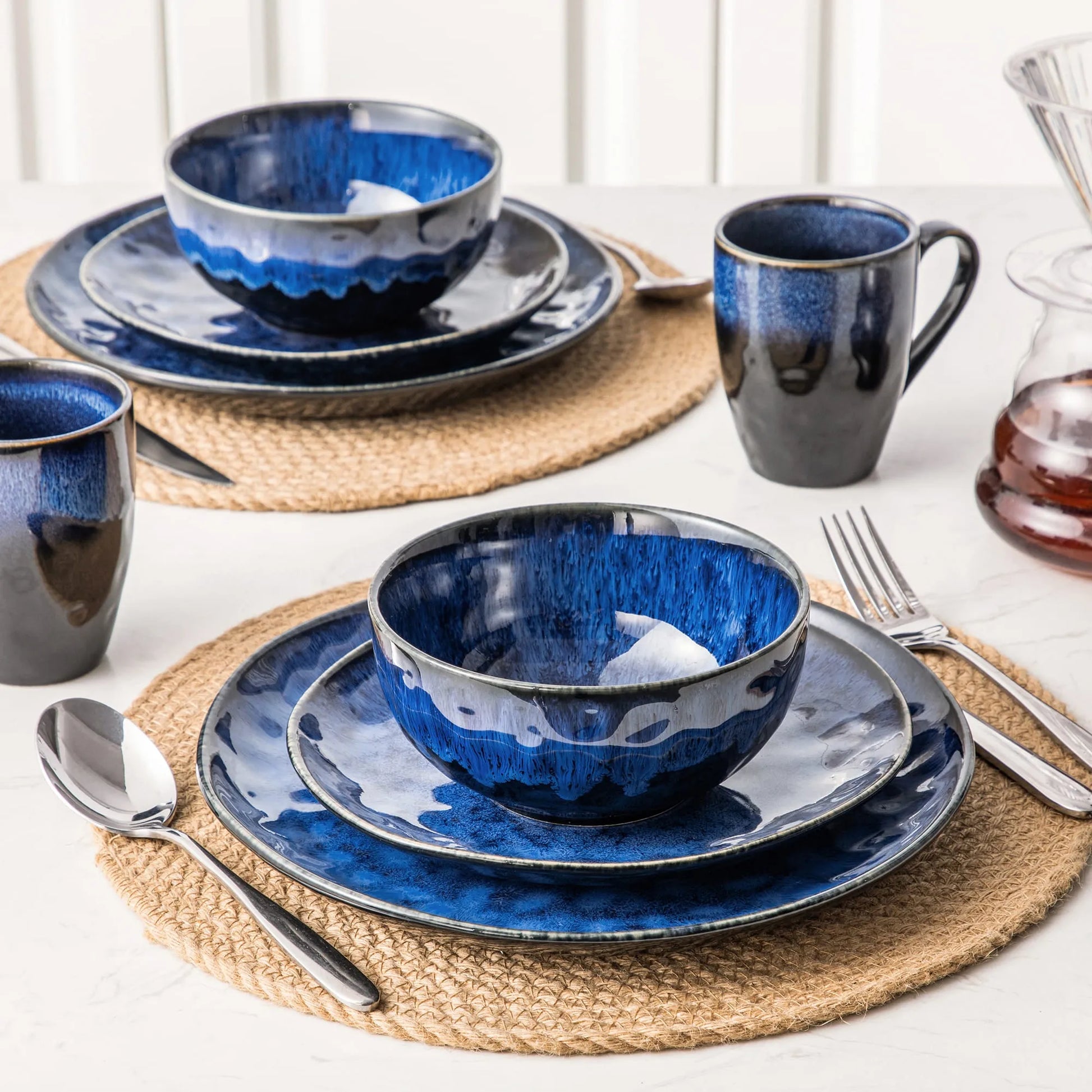 "Color" Kollektion | 16/32/48-tlg. Geschirr Set | Blau | Steingut - Töpferkunst | Steingut Geschirrsets