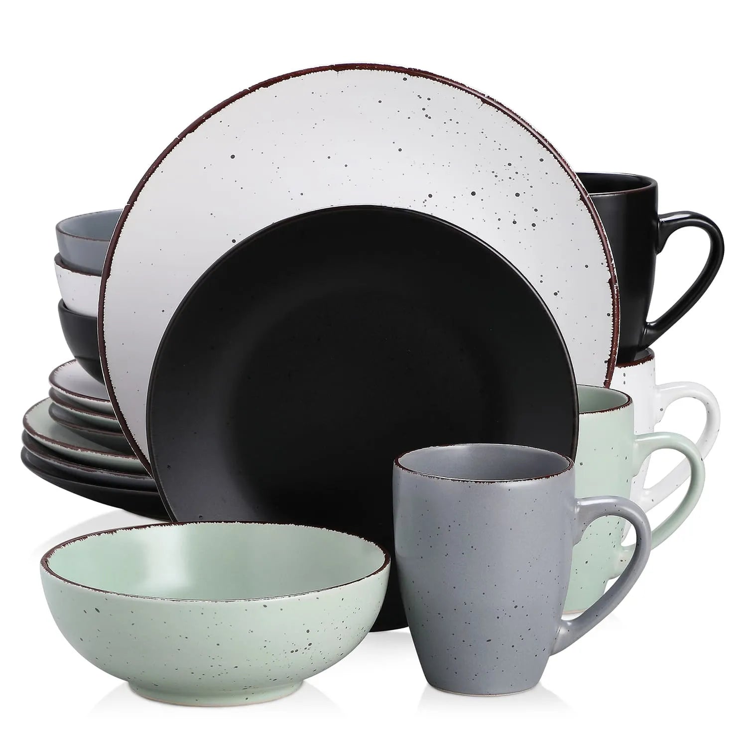"Vintage" Kollektion | 16/32/48-tlg. Geschirr Set | Mehrfarbig | Steingut - Töpferkunst | Steingut Geschirrsets