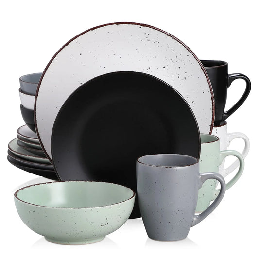 "Vintage" Kollektion | 16/32/48-tlg. Geschirr Set | Mehrfarbig | Steingut - Töpferkunst | Steingut Geschirrsets