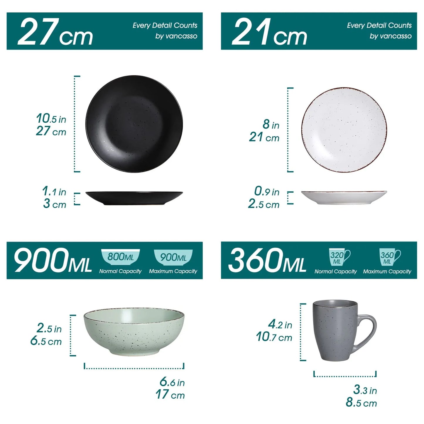"Vintage" Kollektion | 16/32/48-tlg. Geschirr Set | Mehrfarbig | Steingut