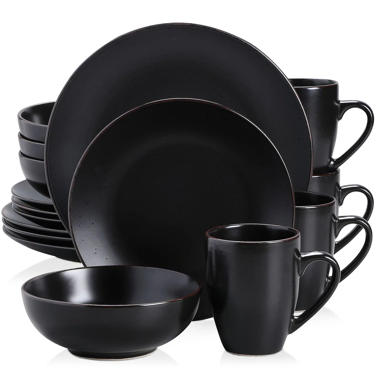 Vintage tableware set black stoneware – Töpferkunst