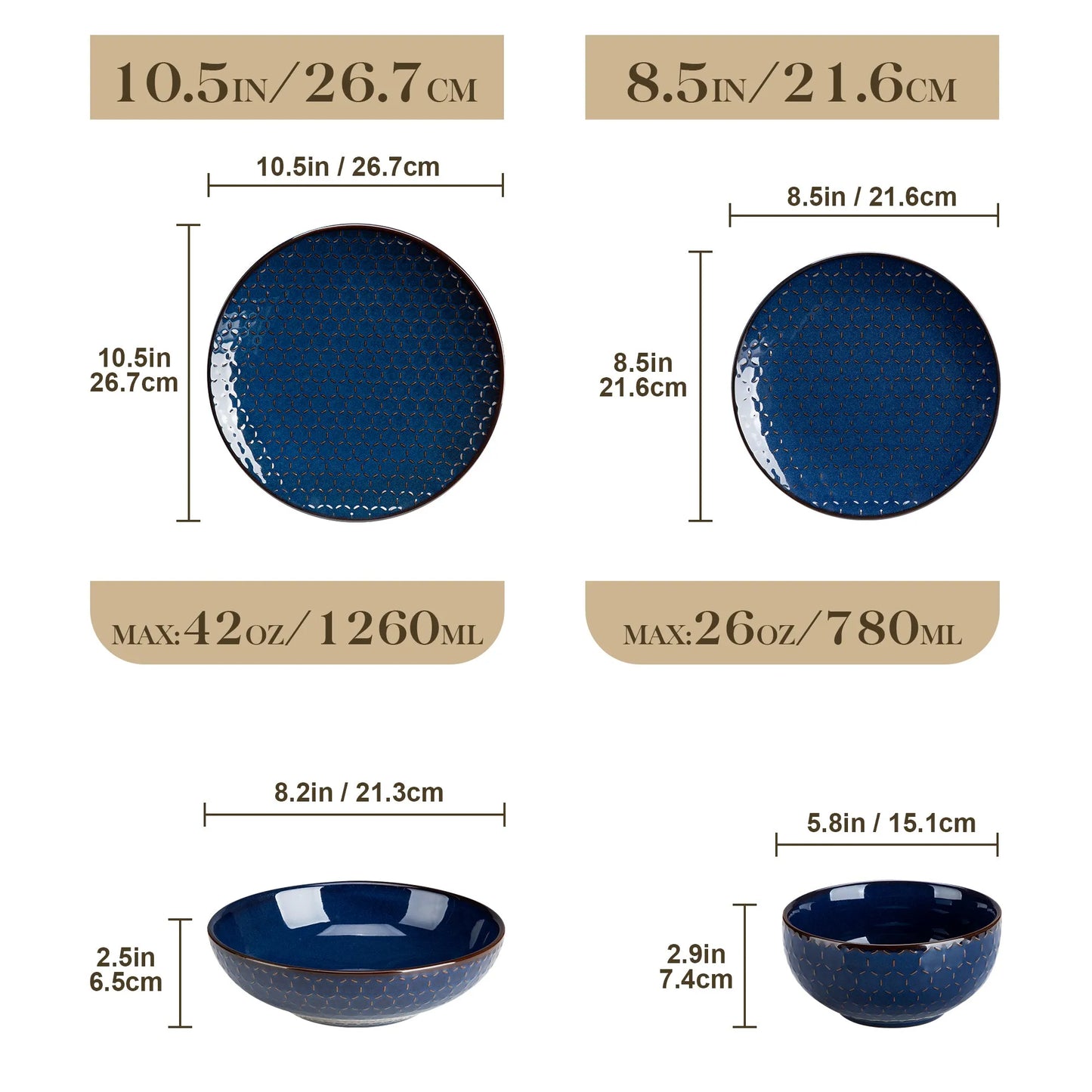 "Zen" Kollektion | 16/32/48-tlg. Geschirr Set | Blau | Steingut - Töpferkunst | Steingut Geschirrsets