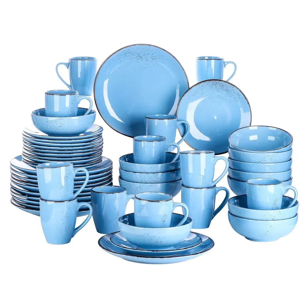 "Retro" Kollektion | Geschirr Set 16/32/48-tlg. | hellblau | Steingut - Töpferkunst | Steingut Geschirrsets