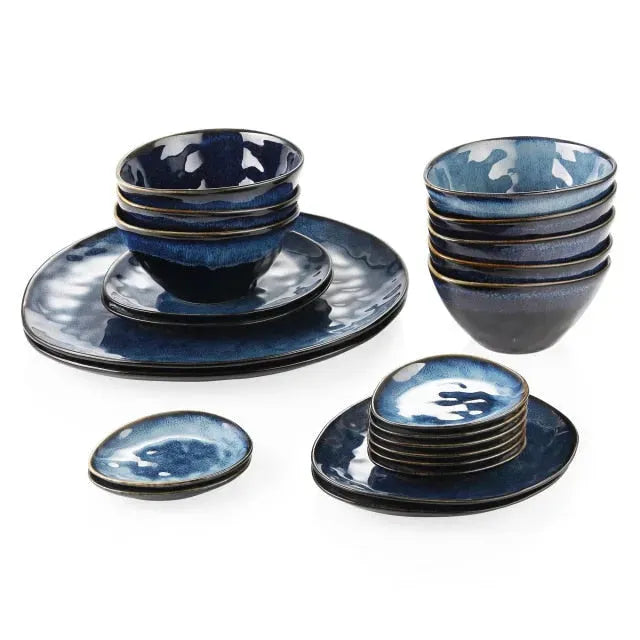 Kollektion Color | Geschirr Set 11/22/33-tlg. | blau | Steinzeug - Töpferkunst | Steingut Geschirrset