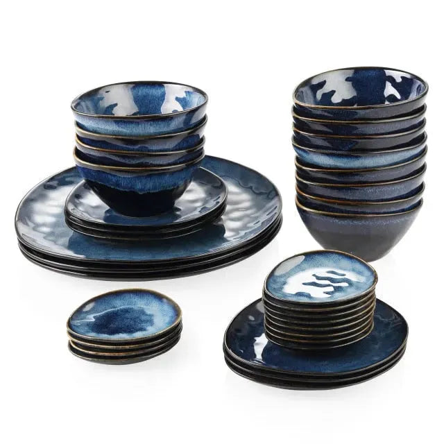 Kollektion Color | Geschirr Set 11/22/33-tlg. | blau | Steinzeug - Töpferkunst | Steingut Geschirrset