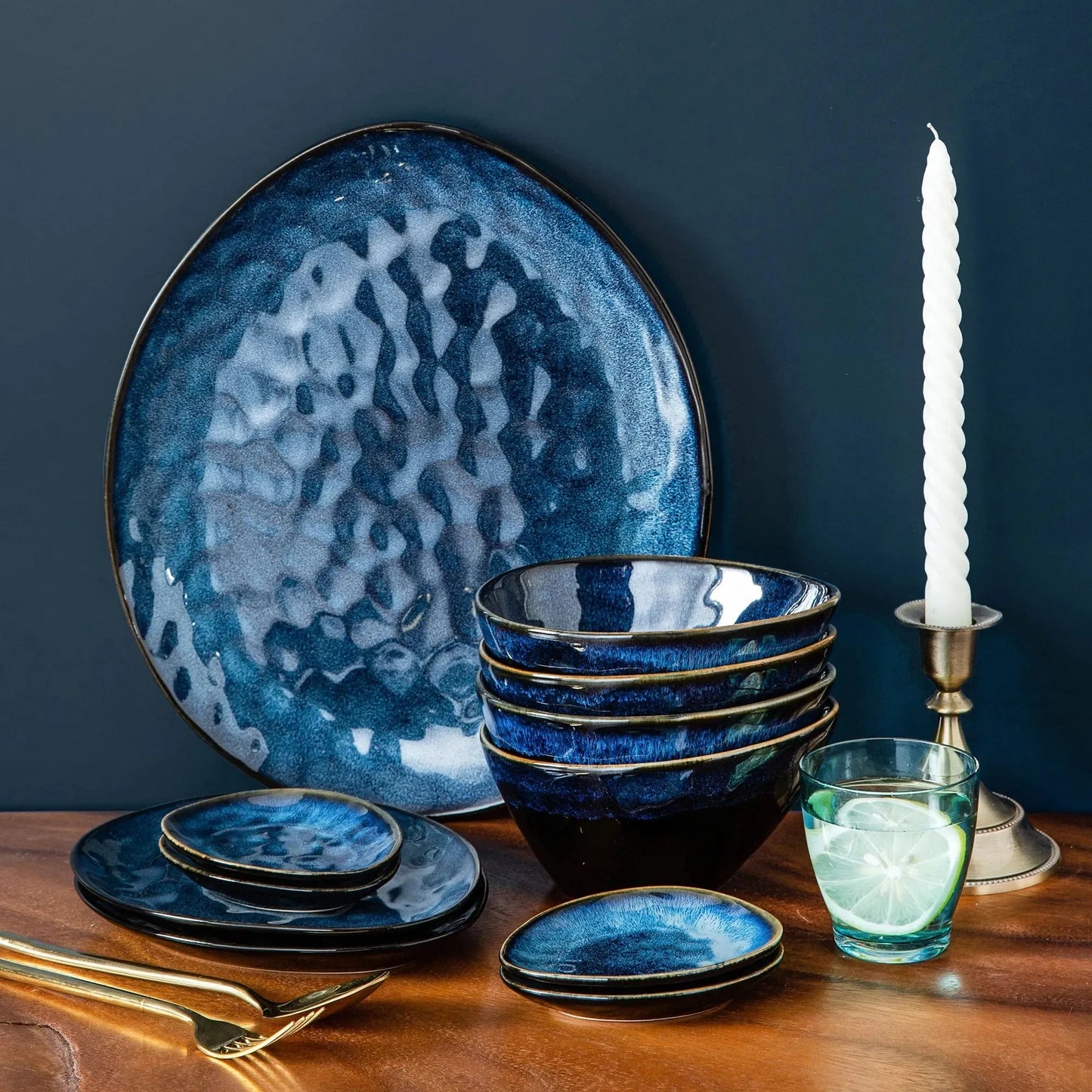 Kollektion Color | Geschirr Set 11/22/33-tlg. | blau | Steinzeug - Töpferkunst | Steingut Geschirrset