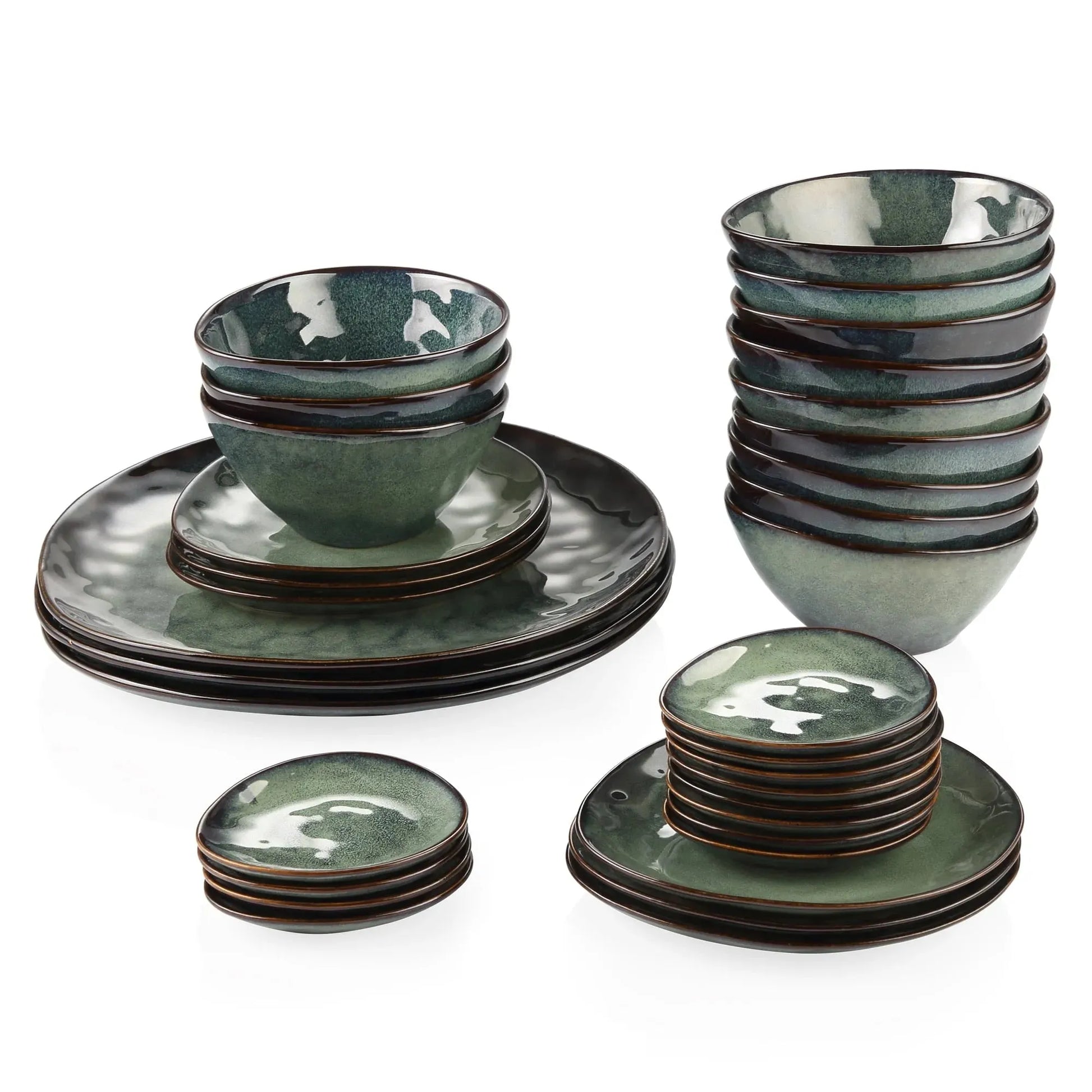 "Color" Kollektion | Geschirr Set 11/22/33-tlg. | grün | Steingut - Töpferkunst | Steingut Geschirrsets