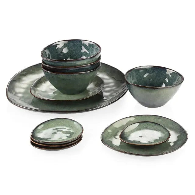 "Color" Kollektion | Geschirr Set 11/22/33-tlg. | grün | Steingut - Töpferkunst | Steingut Geschirrsets