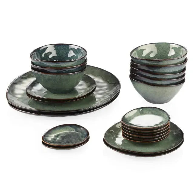 "Color" Kollektion | Geschirr Set 11/22/33-tlg. | grün | Steingut - Töpferkunst | Steingut Geschirrsets