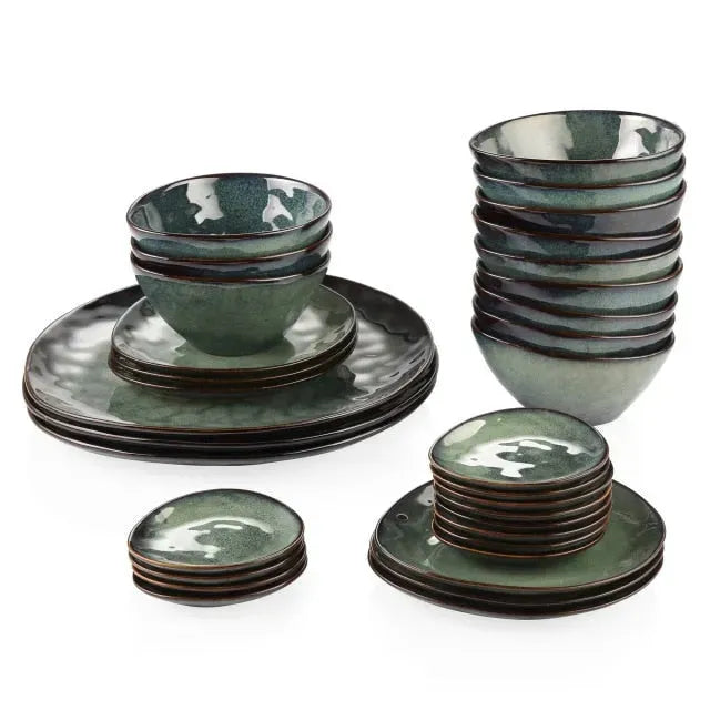"Color" Kollektion | Geschirr Set 11/22/33-tlg. | grün | Steingut - Töpferkunst | Steingut Geschirrsets